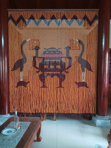 Rèm hạt gỗ bồ đề che bàn thờ thu hút tài lộc tại Thanh Oai - Hà Nội